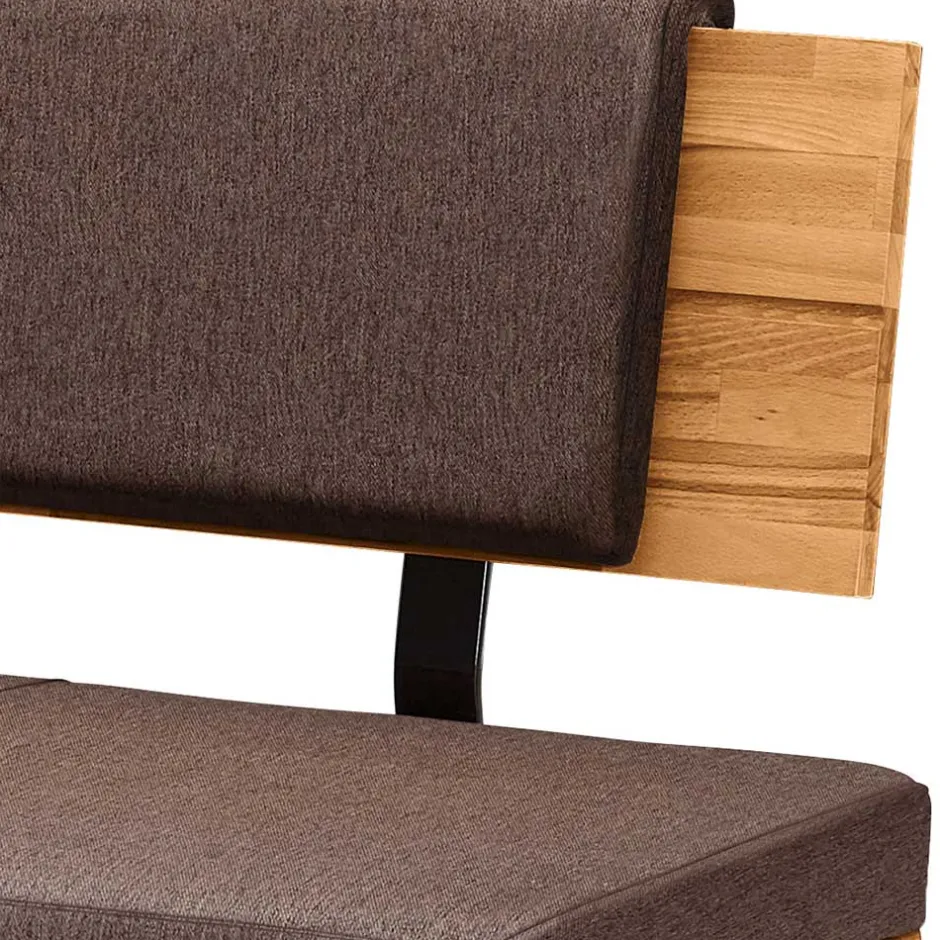 Esszimmerbank mit Rückenlehne in Braun Stoff - Virds^Wohnen