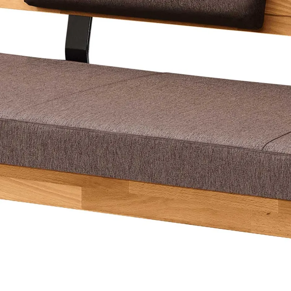 Esszimmerbank mit Rückenlehne in Braun Stoff - Virds^Wohnen