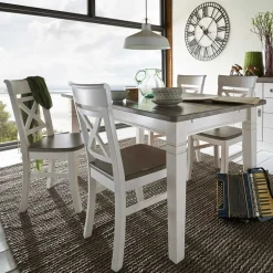 Wohnen Esszimmergruppe Yoan in Weiß Grau (fünfteilig)