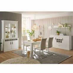 Wohnen Esszimmermöbel Kombi in weißer Holzoptik Pinie - Liancos (vierteilig)