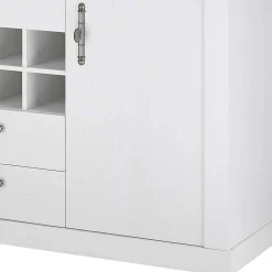 Wohnen Esszimmermöbel Kombi in weißer Holzoptik Pinie - Liancos (vierteilig)