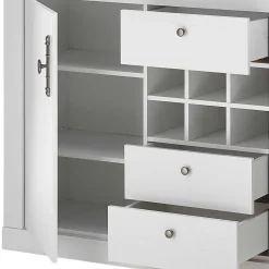 Wohnen Esszimmermöbel Kombi in weißer Holzoptik Pinie - Liancos (vierteilig)