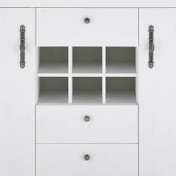 Wohnen Esszimmermöbel Kombi in weißer Holzoptik Pinie - Liancos (vierteilig)