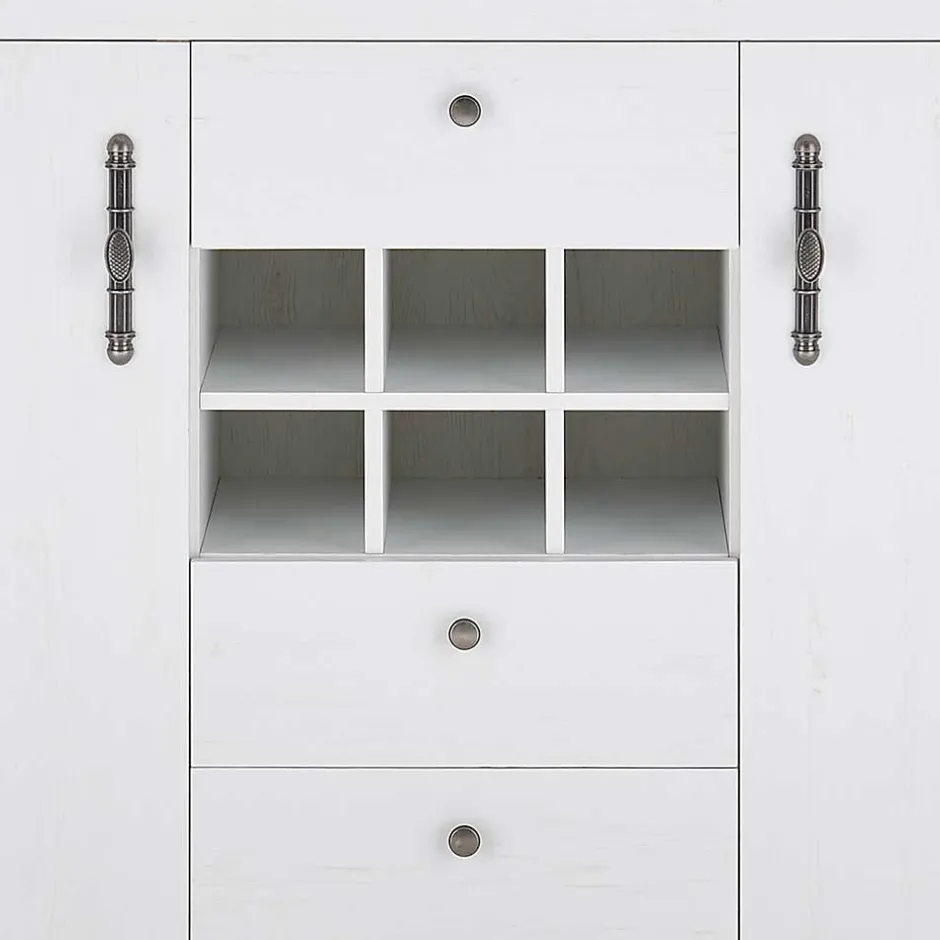 Wohnen Esszimmermöbel Kombi in weißer Holzoptik Pinie - Liancos (vierteilig)