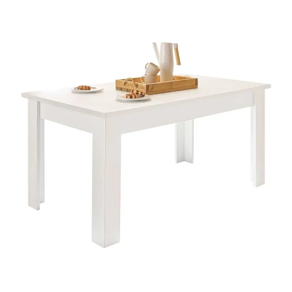 Wohnen Esszimmermöbel Kombi in weißer Holzoptik Pinie - Liancos (vierteilig)