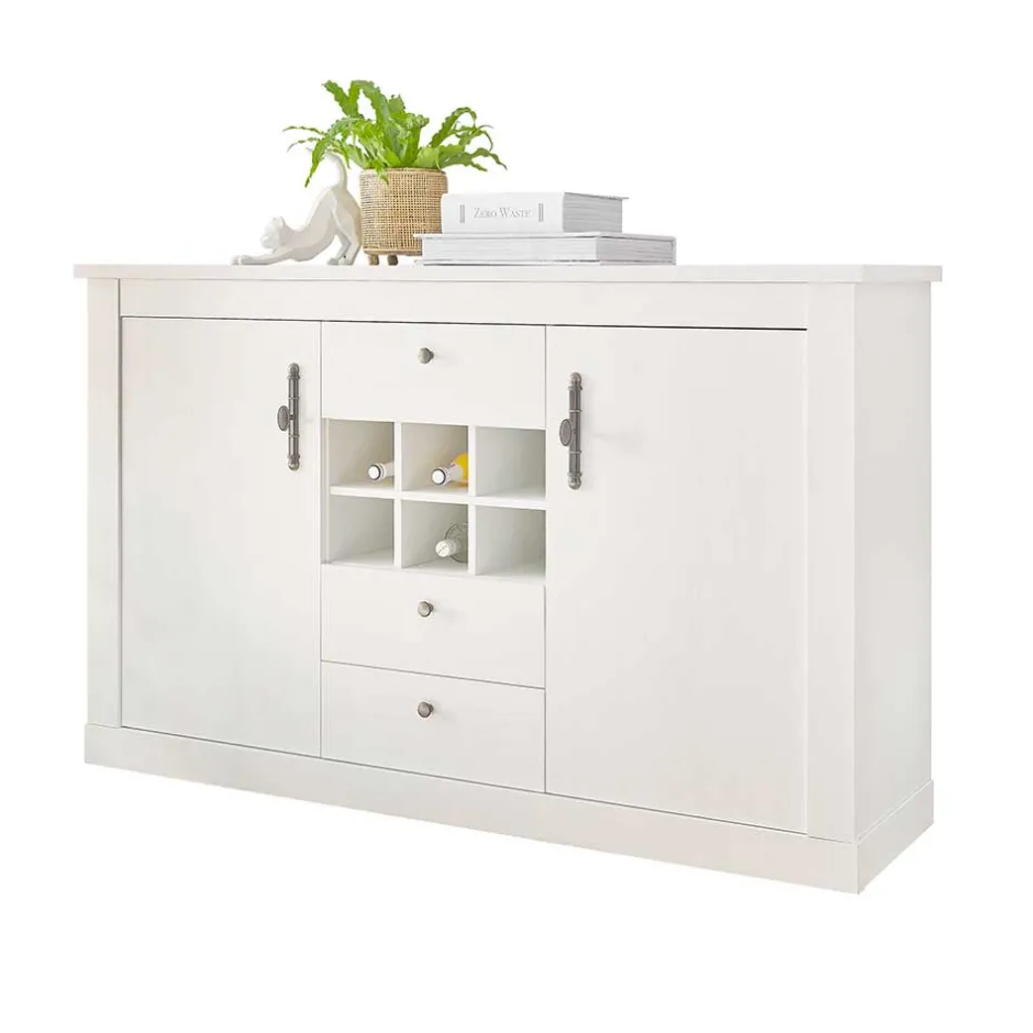 Wohnen Esszimmermöbel Kombi in weißer Holzoptik Pinie - Liancos (vierteilig)