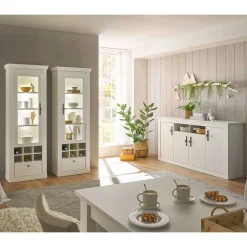 Wohnen Esszimmerschrank Set in weißer Holzoptik Pinie - Liancos (dreiteilig)