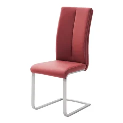 Wohnen Esszimmerstuhl als Freischwinger in dunklem Rot Lioberta Kunstleder (4er Set)