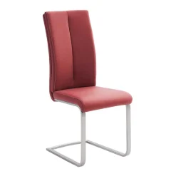 Wohnen Esszimmerstuhl als Freischwinger in dunklem Rot Lioberta Kunstleder (4er Set)