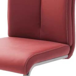 Wohnen Esszimmerstuhl als Freischwinger in dunklem Rot Lioberta Kunstleder (4er Set)