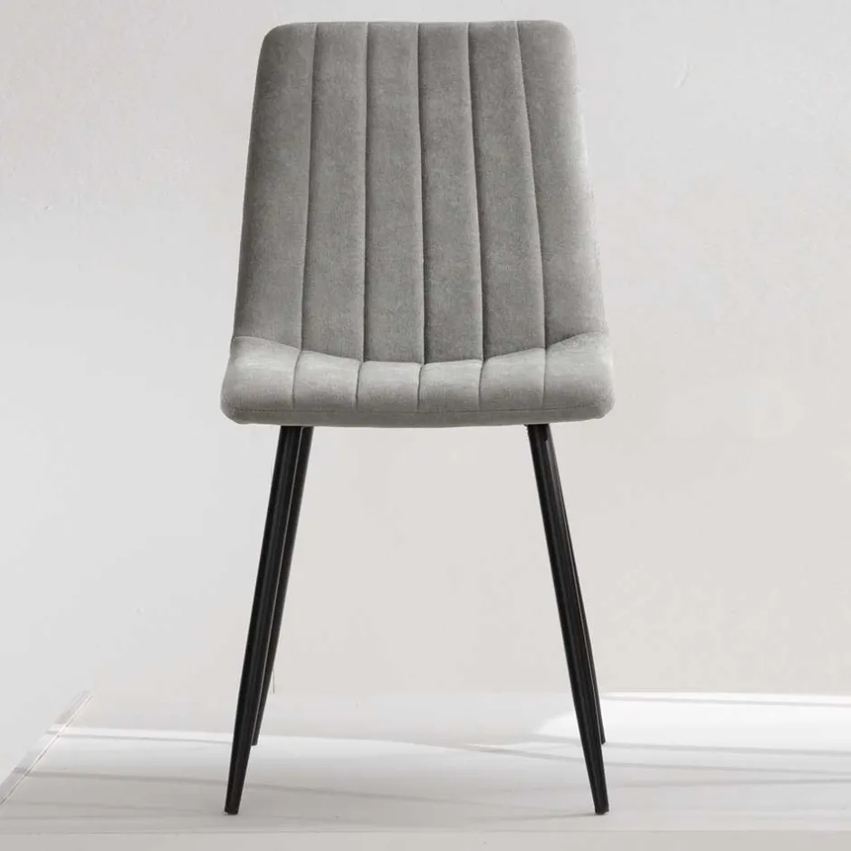 Wohnen Esszimmerstuhl in Hellgrau und Schwarz - Kolage (4er Set)