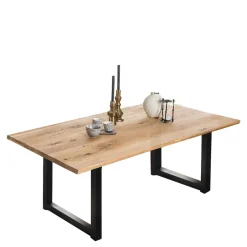 Esszimmertisch aus Wildeiche mit Metallbeinen - Rasita^Wohnen Outlet