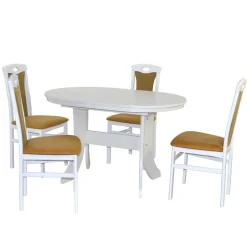 Wohnen Esszimmertisch Gruppe in Weiß - Nemuro (fünfteilig)