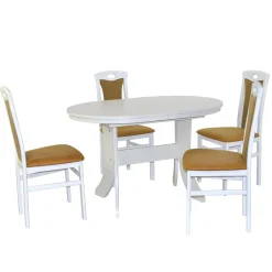 Wohnen Esszimmertisch Gruppe in Weiß - Nemuro (fünfteilig)