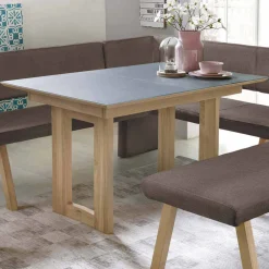 Esszimmertisch in Eiche Natur mit Glasplatte Grau Damian diverse Varianten^Wohnen Outlet