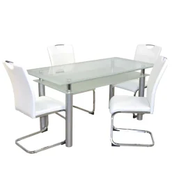 Esszimmertisch mit Glasplatte & Stühle - Chepter (fünfteilig)^Wohnen Outlet