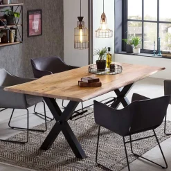 Esszimmertisch mit Live Edge Holzplatte Akazie - Cerado^Wohnen