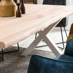 Wohnen Esszimmertisch mit Naturkante Eiche gekälkt - Emlina