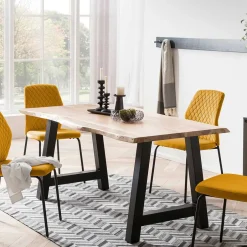 Wohnen Esszimmertisch mit Naturkante und A-Design-Gestell - Viradossa