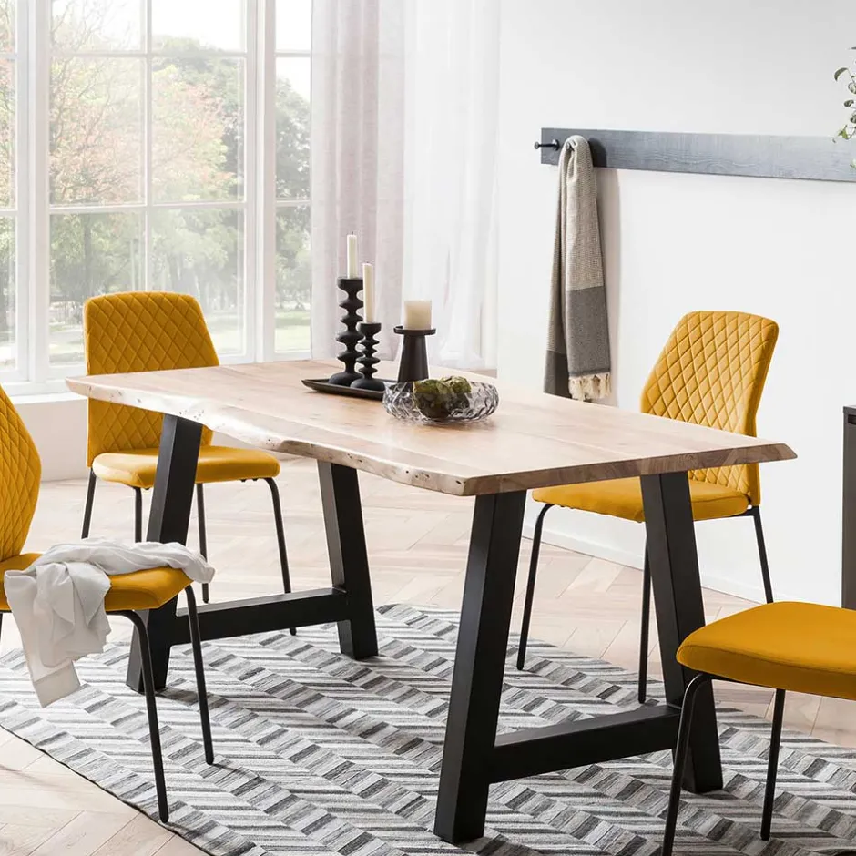 Wohnen Esszimmertisch mit Naturkante und A-Design-Gestell - Viradossa