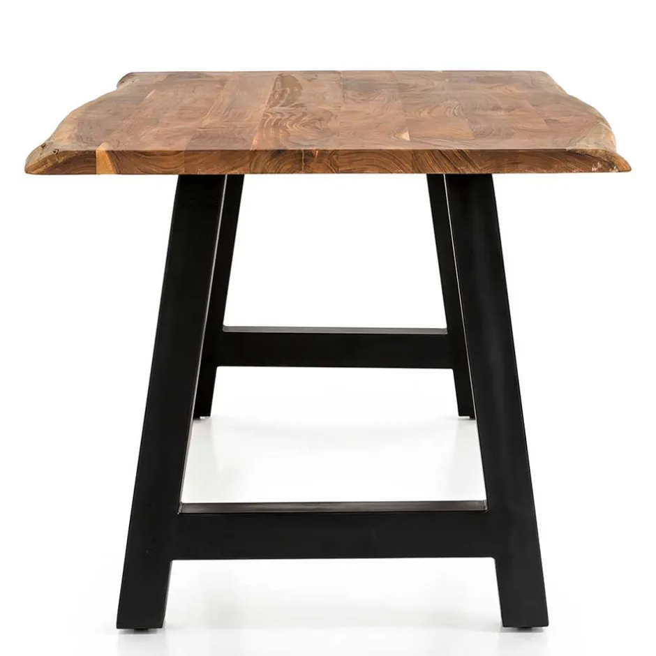 Wohnen Esszimmertisch mit Naturkante und A-Design-Gestell - Viradossa