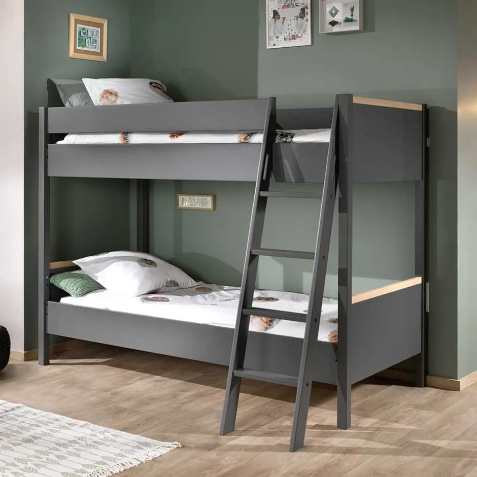 Etagenbett in Anthrazit mit Buche Natur - Feglio^Wohnen Online