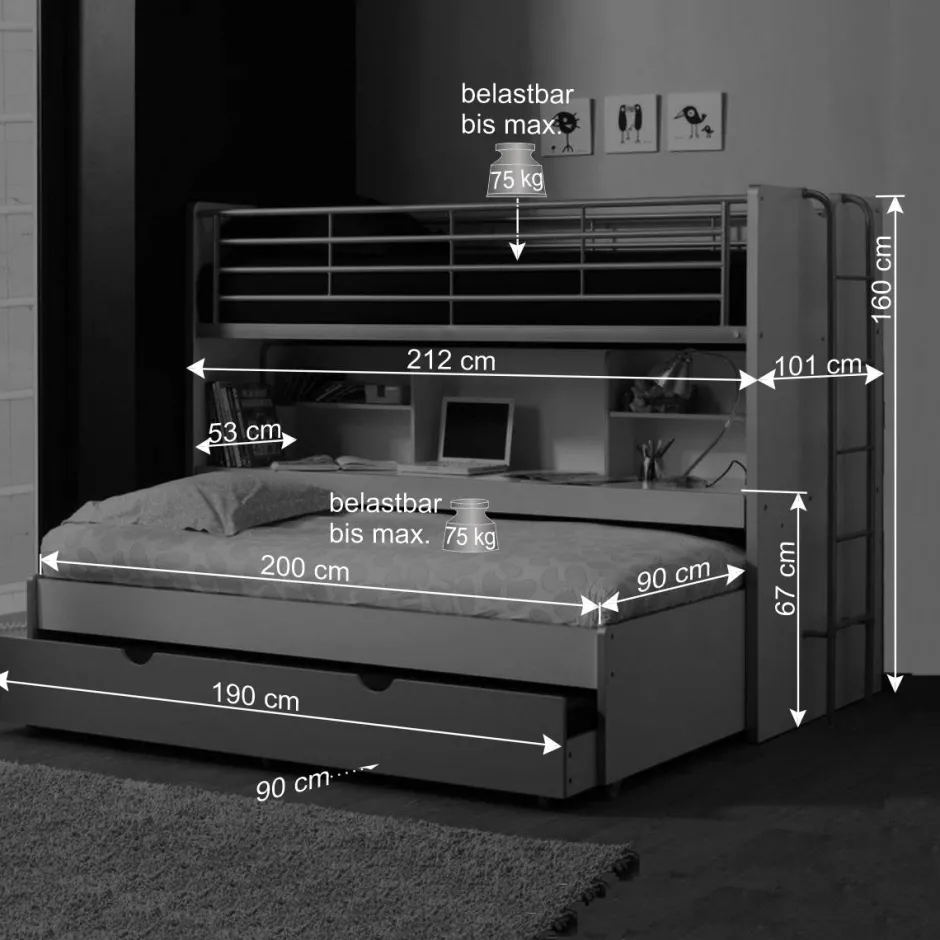 Etagenbett Musty in Blau-Weiß^Wohnen