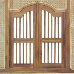 Wohnen Ethno Style Spiegel aus Teak Holz & Rattan - Vilrada