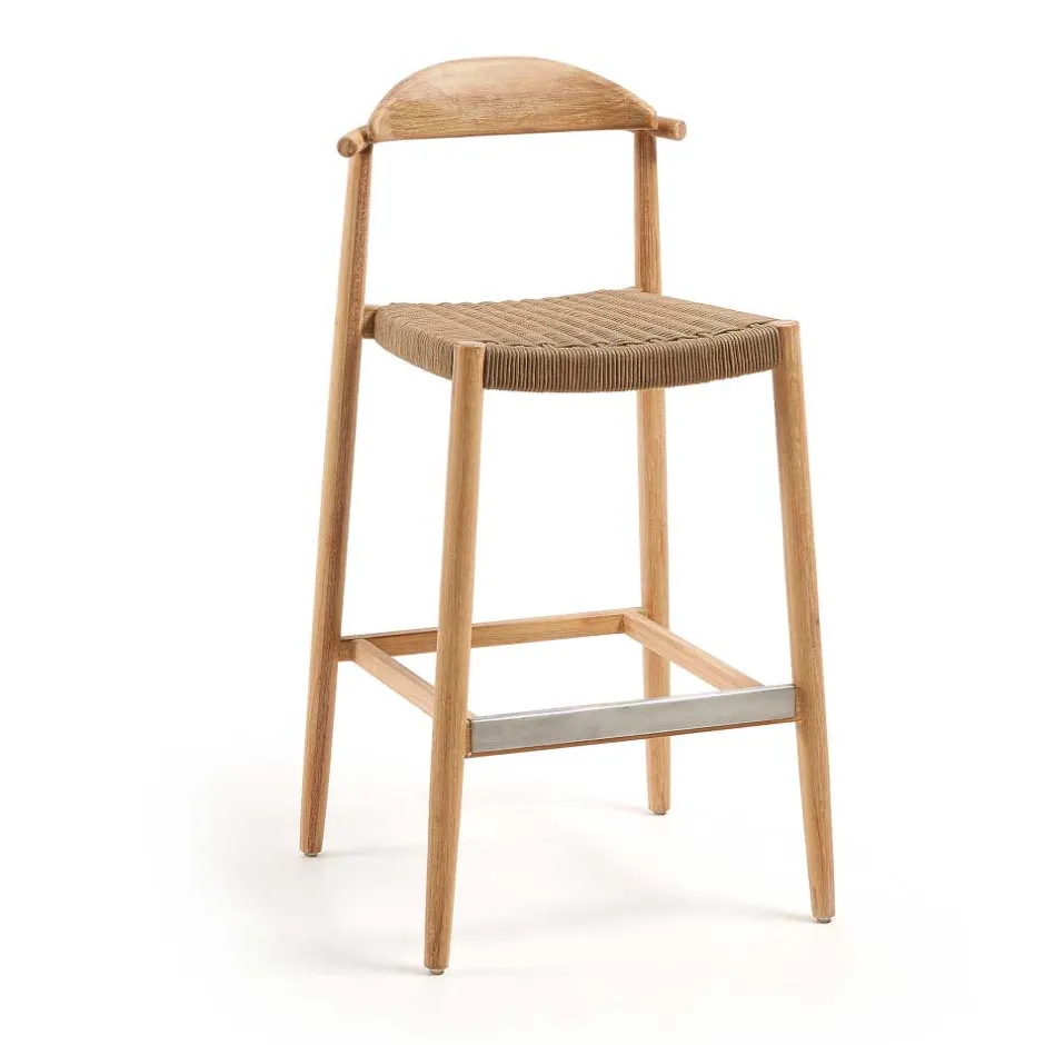 Wohnen Eukalyptusholz Barstuhl mit Kordel Geflecht - Hajana