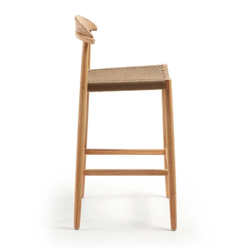 Wohnen Eukalyptusholz Barstuhl mit Kordel Geflecht - Hajana