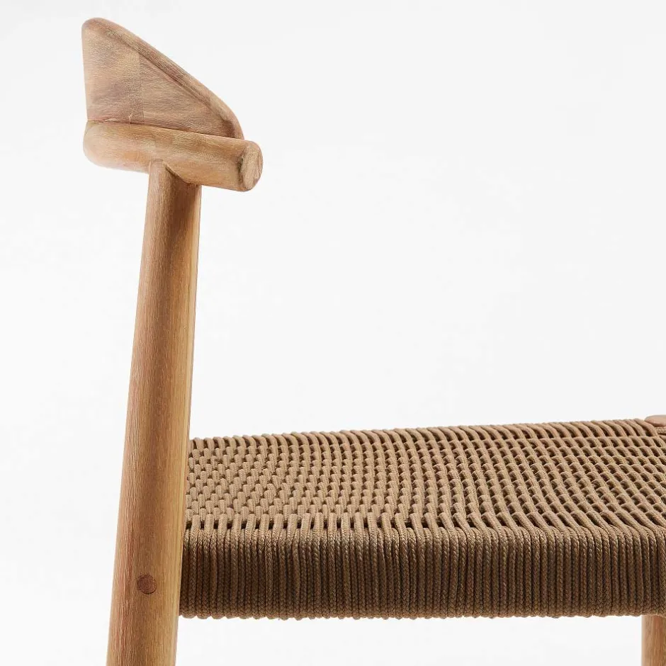 Wohnen Eukalyptusholz Barstuhl mit Kordel Geflecht - Hajana