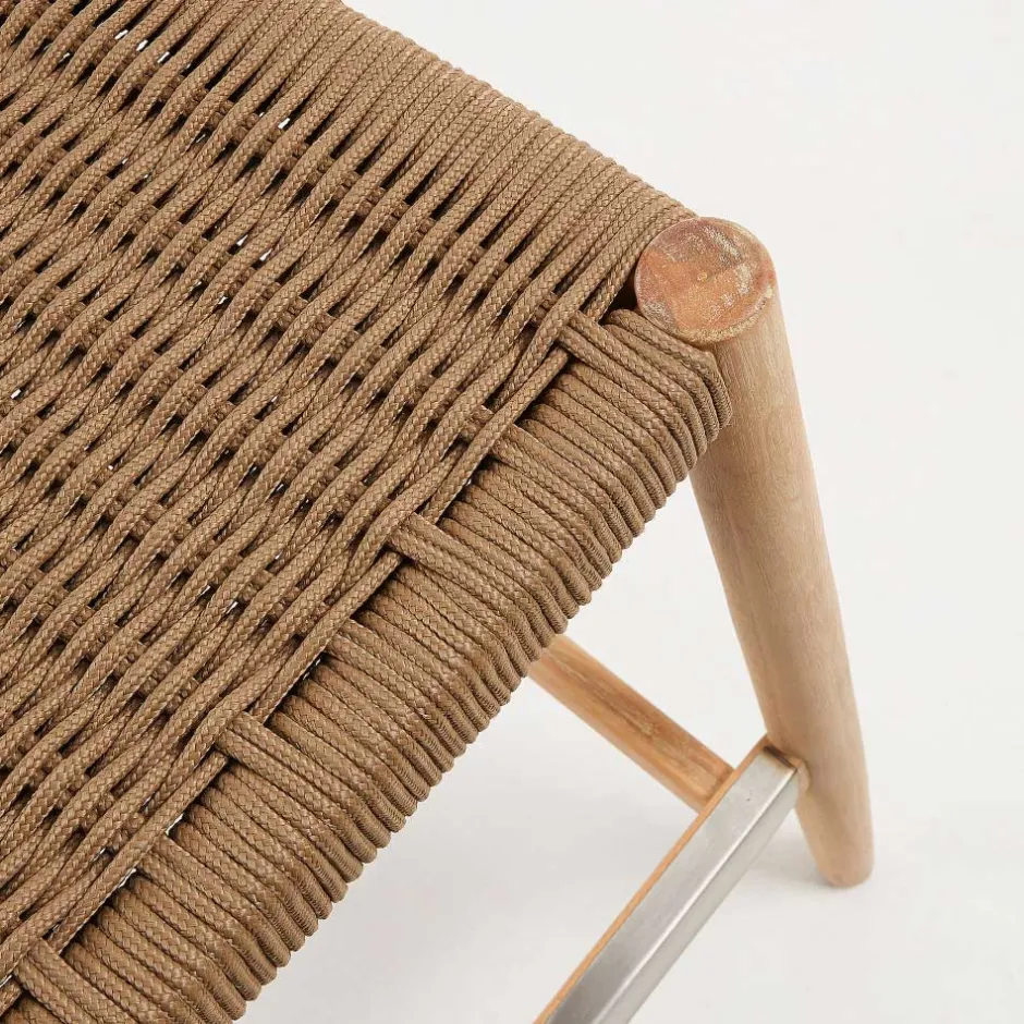 Wohnen Eukalyptusholz Barstuhl mit Kordel Geflecht - Hajana