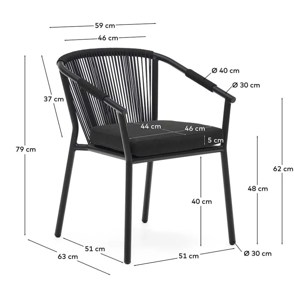 Wohnen Extravagante Gartenstühle in Schwarz - Onna (4er Set)