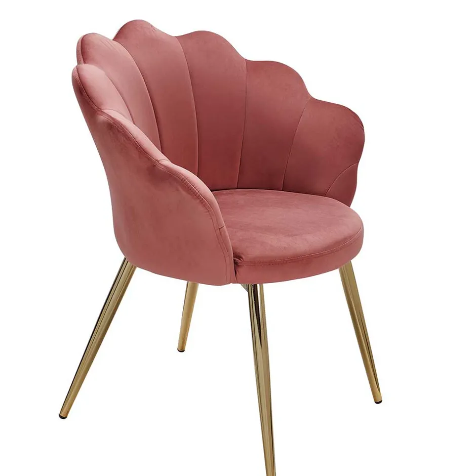 Extravaganter Armlehnenstuhl in Rosa Samt - Envus^Wohnen Best