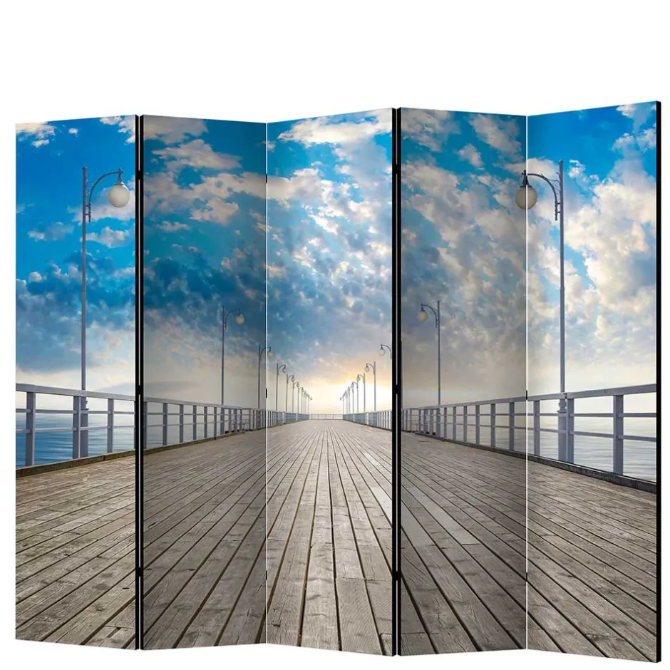 Faltbarer Fotoparavent Schäfchenwölkchen über Pier - Ekdanza^Wohnen Clearance