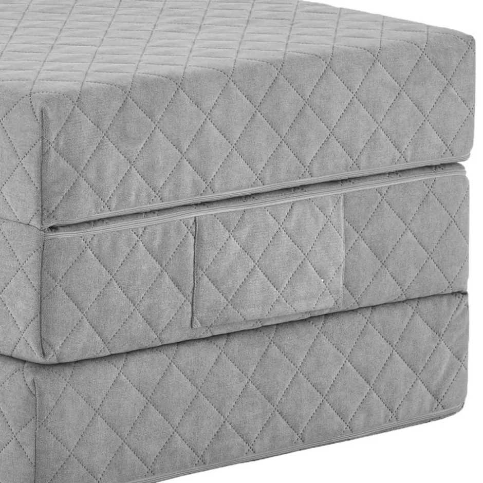 Faltmatratze Polsterhocker in Grau Stoff - Samba^Wohnen Best