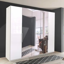 Falttüren Kleiderschrank mit Spiegel & Glas - Dolienca^Wohnen New