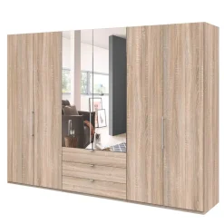 Wohnen Falttüren-Schlafzimmerschrank in Eiche Sägerau - Zayun