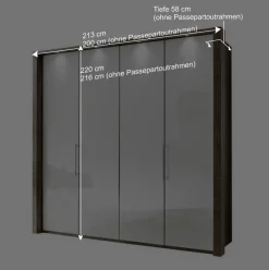 Wohnen Falttürenschrank Yutaha in Weiß Eiche Trüffel