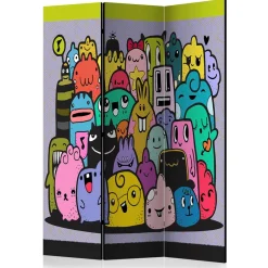 Farbenfroher Paravent mit süßen Comic Monstern - Feradila^Wohnen New