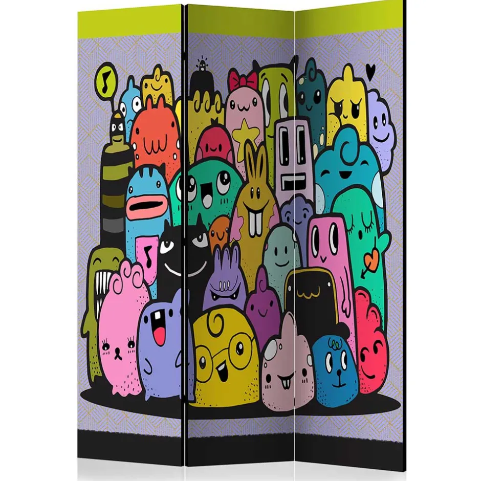 Farbenfroher Paravent mit süßen Comic Monstern - Feradila^Wohnen New