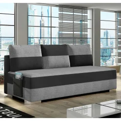 Wohnen Federkern Klappcouch in Grau und Schwarz - Zacatecas