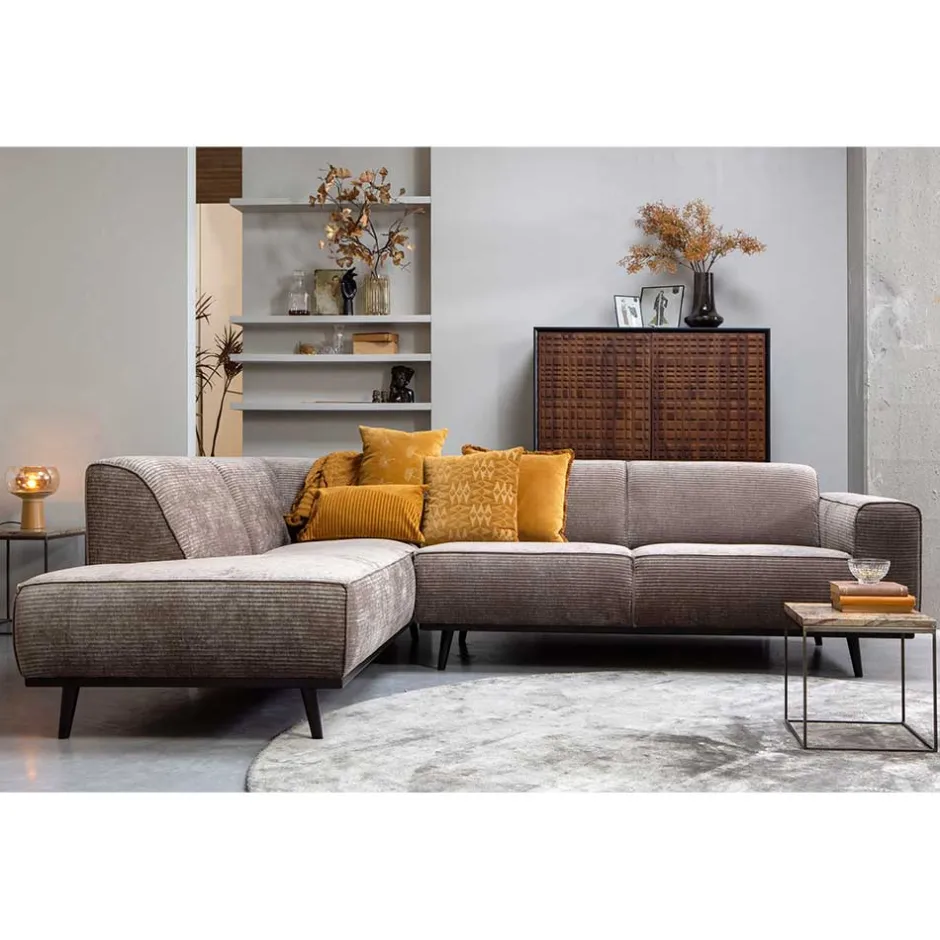 Wohnen Federkern Polsterecke in Taupe Strukturstoff - Wishes