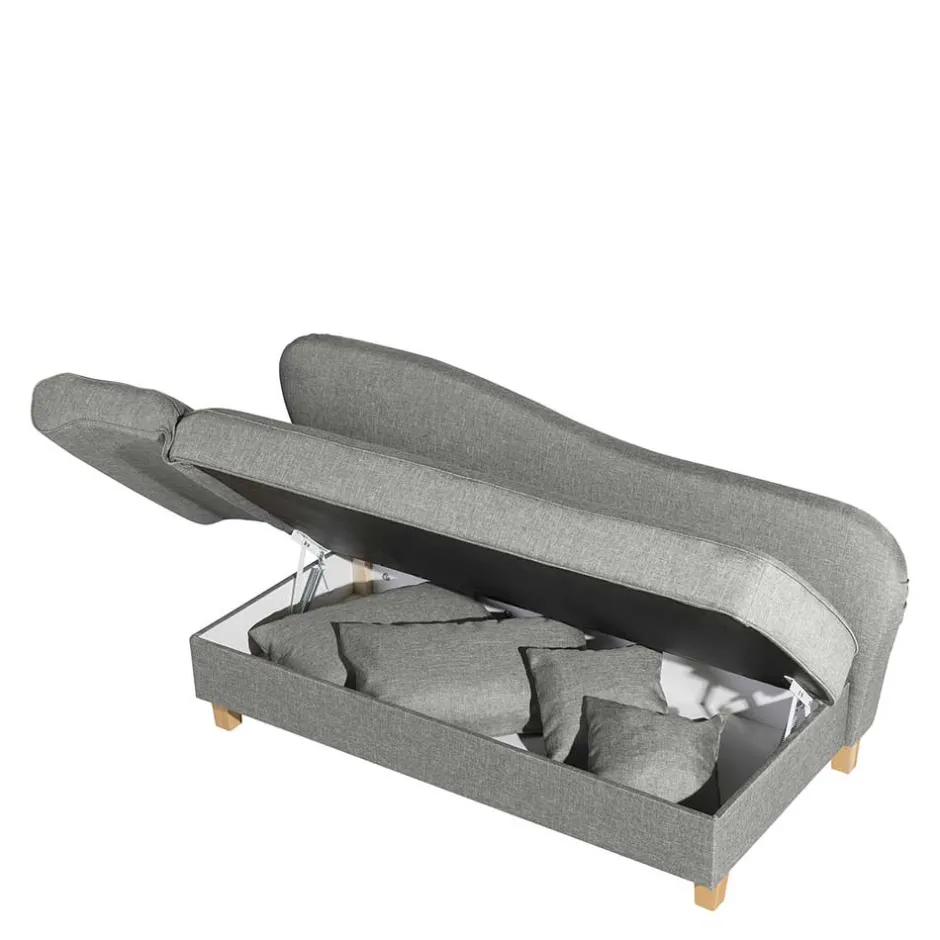 Wohnen Federkern Polsterliege in Hellgrau mit Buche - Zadella