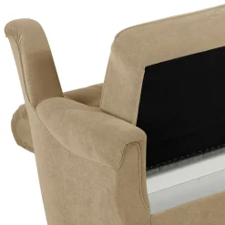 Wohnen Federkern Schlafsofa aus Flockstoff in Beige - Mabu