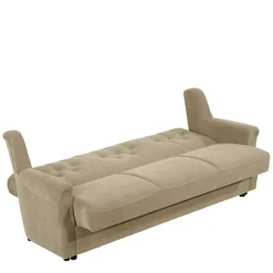 Wohnen Federkern Schlafsofa aus Flockstoff in Beige - Mabu