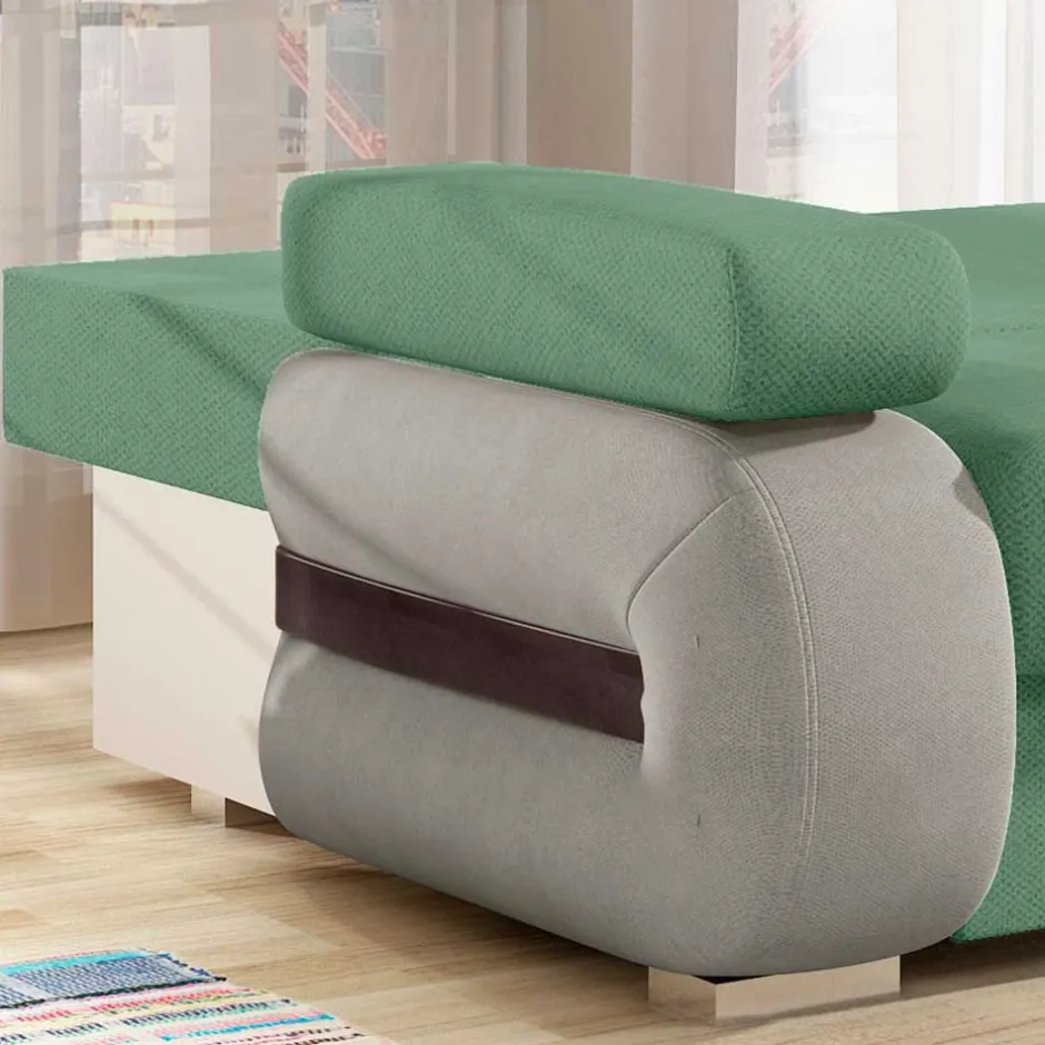 Wohnen Federkernsofa in Hellgrün und Hellgrau - Zenca