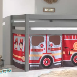 Kinder Wohnen Feuerwehr Kinderzimmer Hochbett in Grau - Ernezza