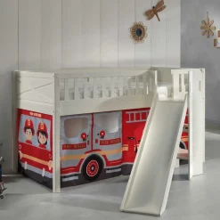 Kinder Wohnen Feuerwehr Spielbett mit schräger Rutsche - Cosmona