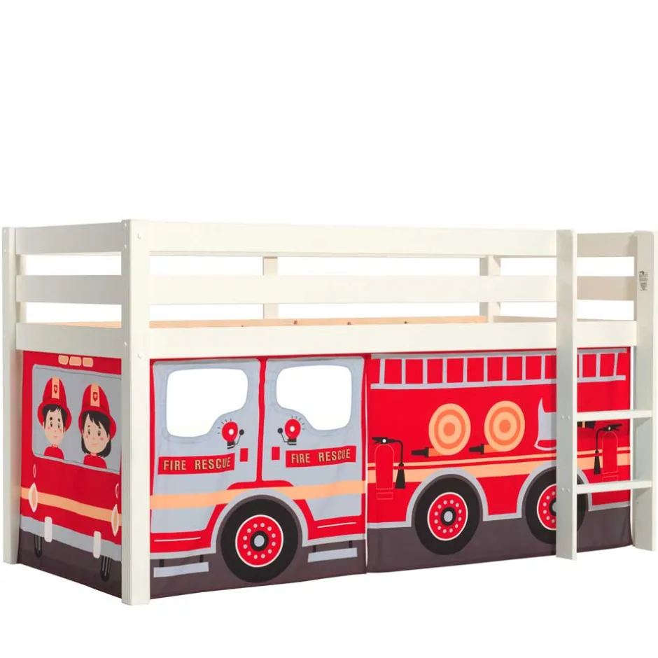 Kinder Wohnen Feuerwehrbett Hochbett aus Kiefer Massivholz - Montego